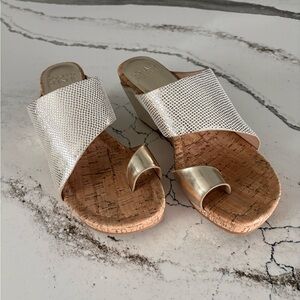 Donald Pliner wedge metallic gold shoes, 8.5 NEW